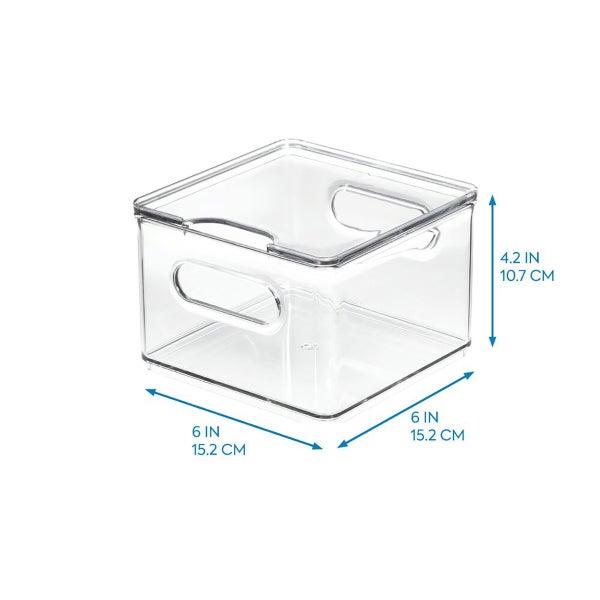 Storage Bin, Clear Plastic, 8 x 8 x 6 In.