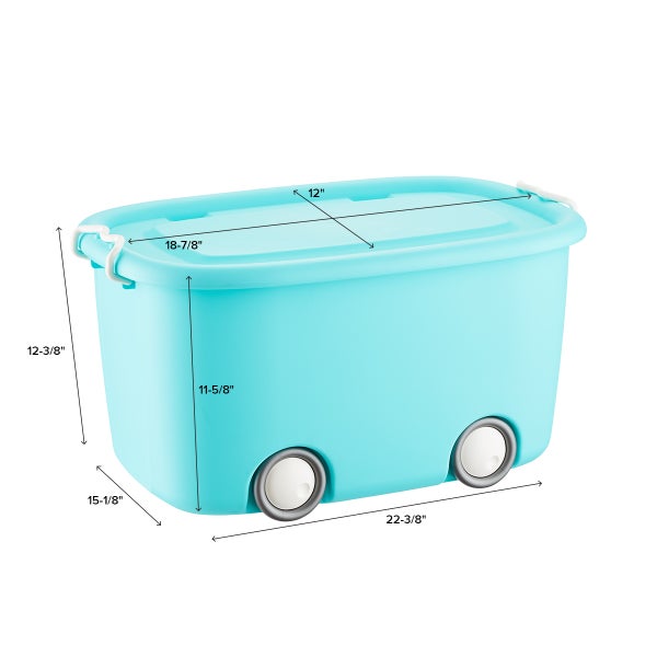 Large Our Tidy Box Aqua, 13-1/4 x 15-3/4 x 6-5/8 H | The Container Store