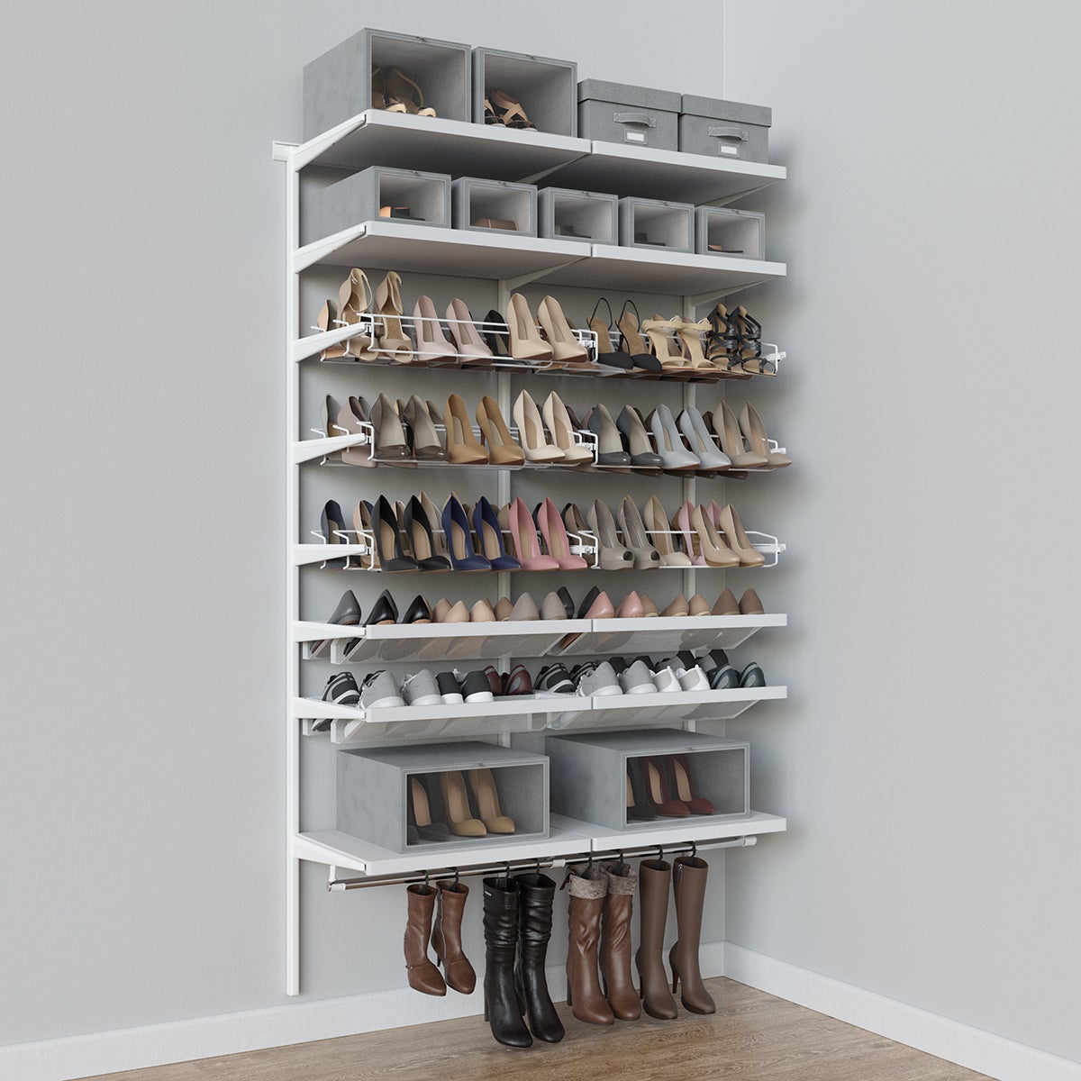 Shoe Wall White, 2' x 16 x 7' | The Container Store