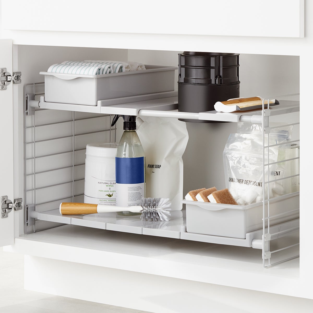 Under Sink Cabinet Organizer 2 Tier Expandable Storage Shelf for