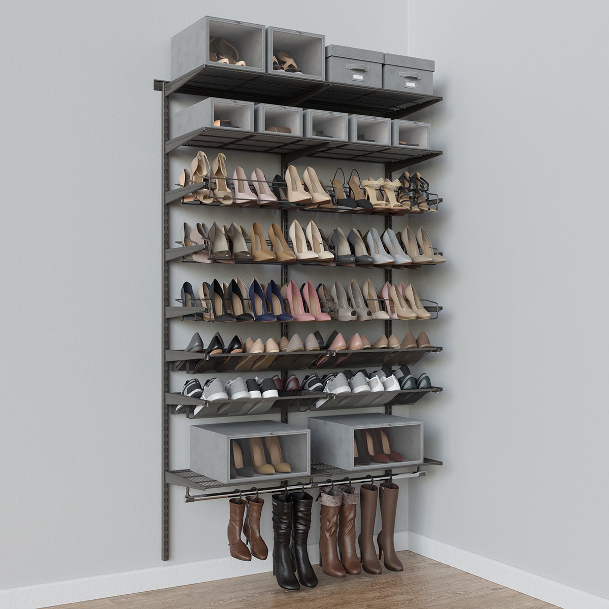 Graphite 12-Tier Over the Door Shoe Rack