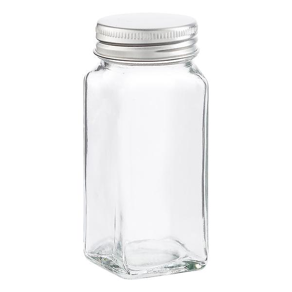Square Spice Jar with White Lid, 6 oz
