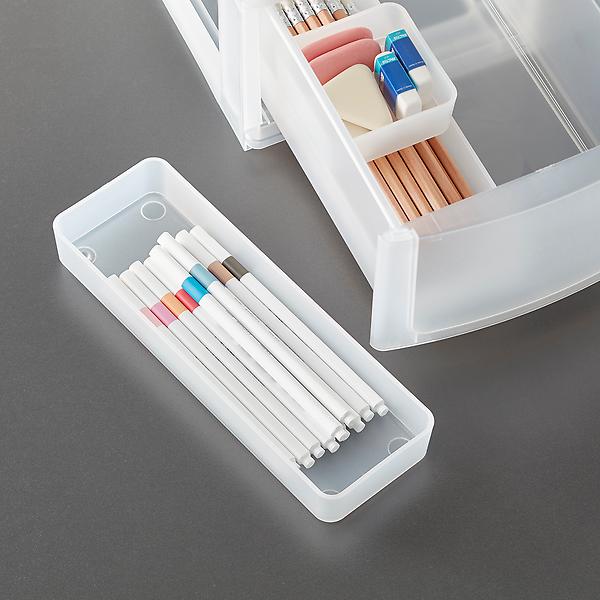 The Container Store 7-5/8 x 10-3/8 x 10-3/8 2-Drawer Shimo Small Stacking Organizer - Translucent - Each