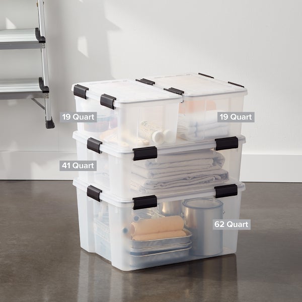 Iris USA Weathertight Storage Box, Clear, 19 qt