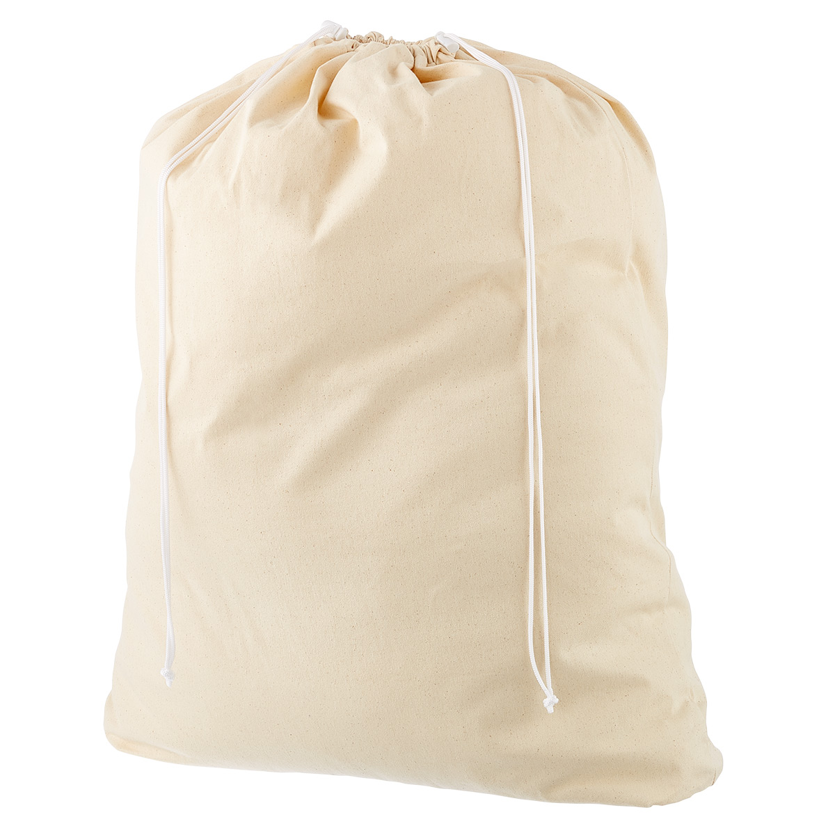Beige Cotton Laundry Drawstring Bag