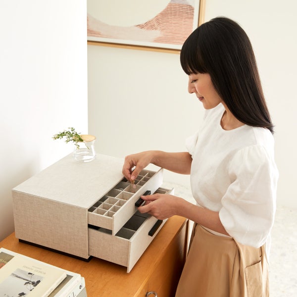 Marie Kondo 2-Drawer Linen Jewelry Box