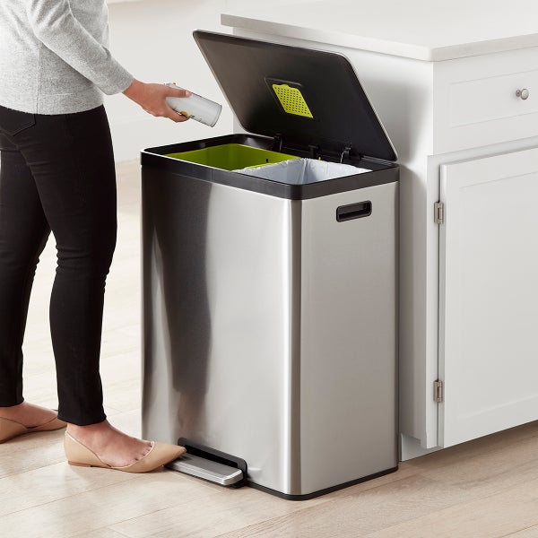 The Container Store 15.8 gal./60L Dual Recycler Step Trash Can 