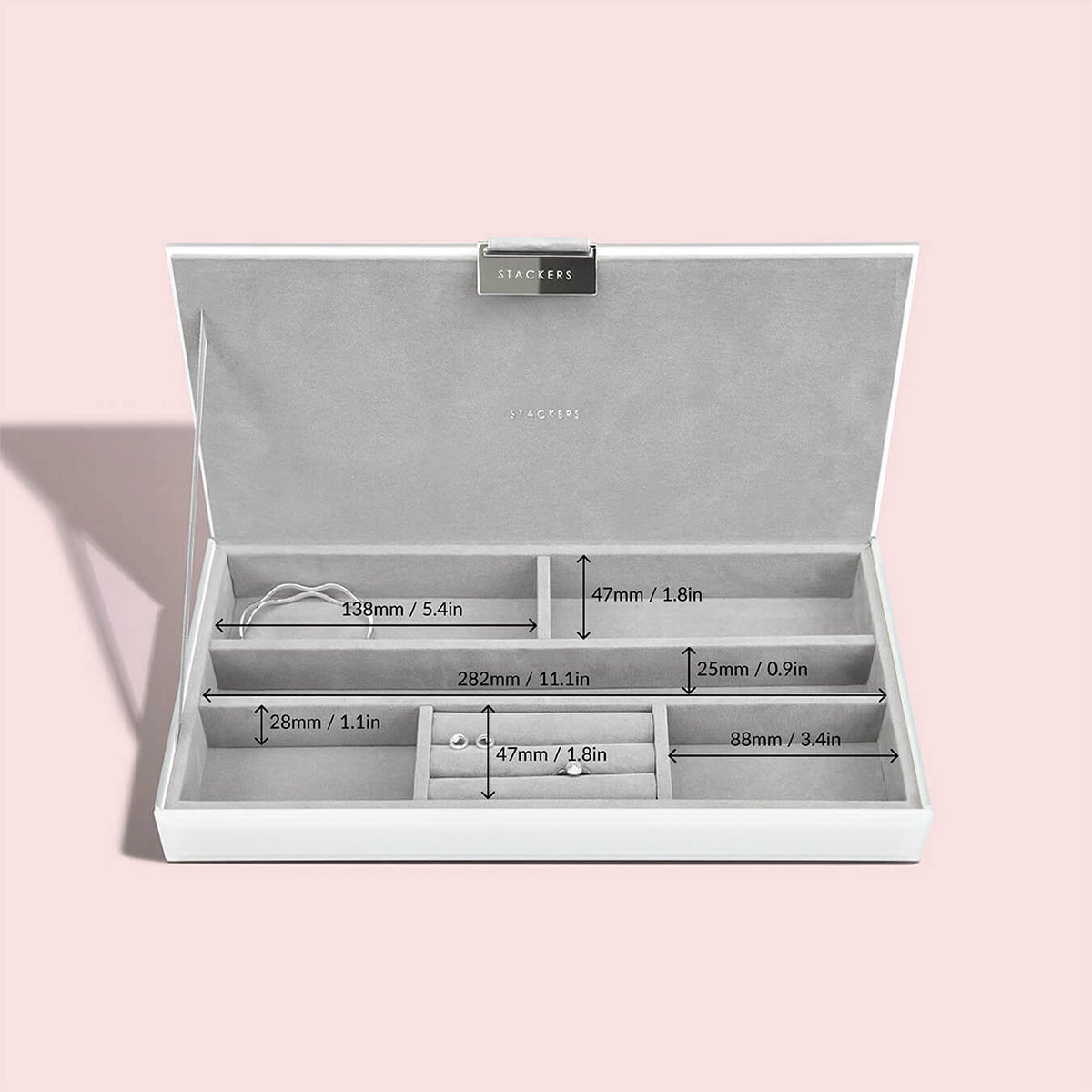 White Glass Stackers Jewelry Box