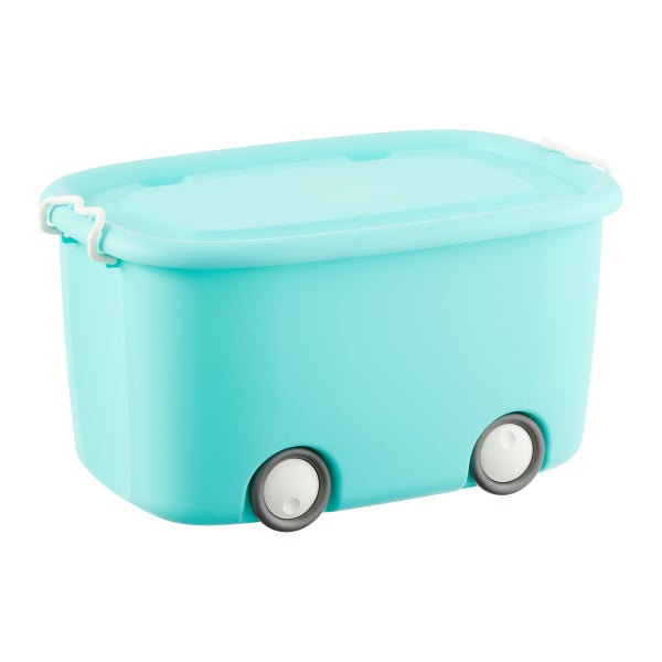 Aqua Rolling Storage Bin with Lid