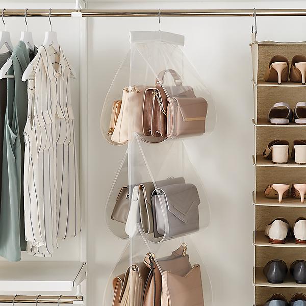 6 Pocket Hanging Bag Purse Handbag Organizer Closet Hang Shelf Storage Bag  Decor