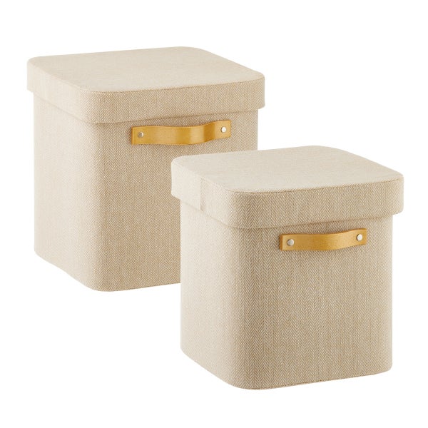 Natural Herringbone Storage Cubes