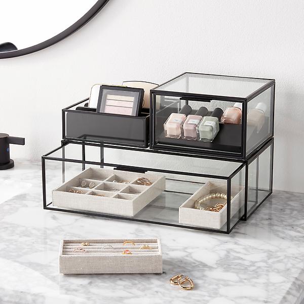 En skønne dag tone barriere Serenity Glass Countertop Deluxe Makeup & Jewelry Starter Kit | The  Container Store