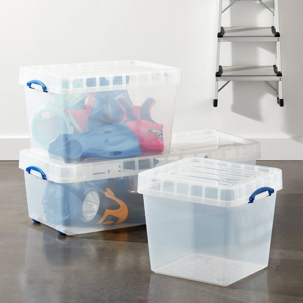 Large Our Tidy Box Aqua, 13-1/4 x 15-3/4 x 6-5/8 H | The Container Store