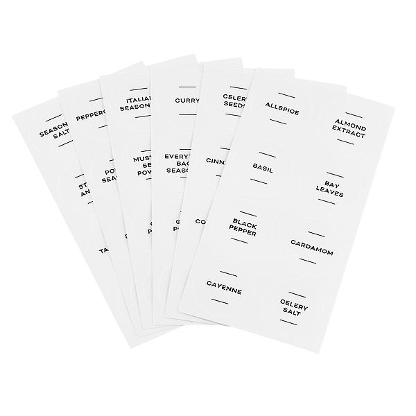 Orii Spice Labels - Clear Round - 160 Pre-Printed +20 Blank