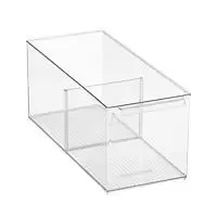Everything Organizer Medium Shelf Depth Pantry Bin w/ Divider Clear