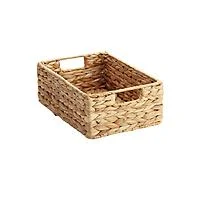 Small Water Hyacinth Storage Box with Hinged Lid