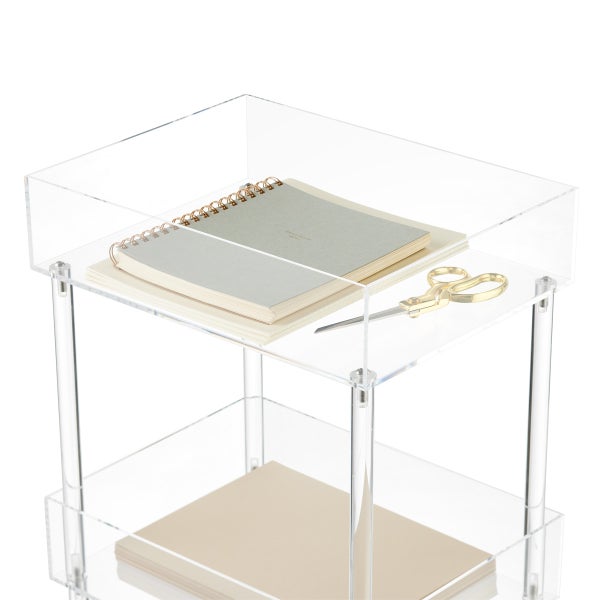 Luxe Acrylic 3-Tier Rolling Cart