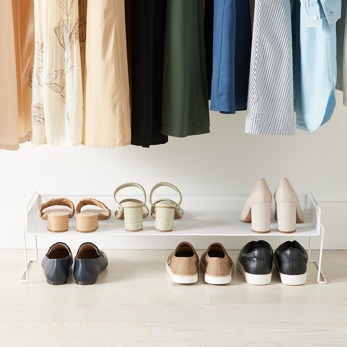 White Mesh Stackable Shoe Shelf