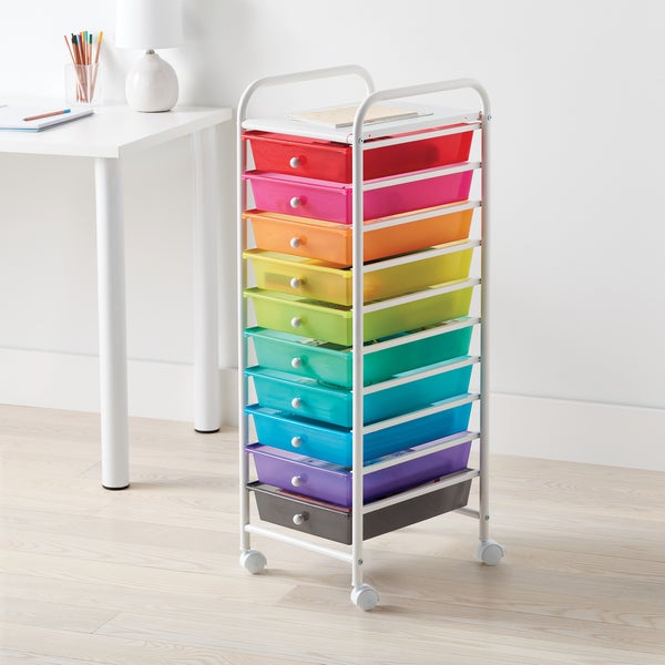 The Container Store 13 x 15 3/4 x 38 3/8 H 10-Drawer Clear Rolling Cart - Each