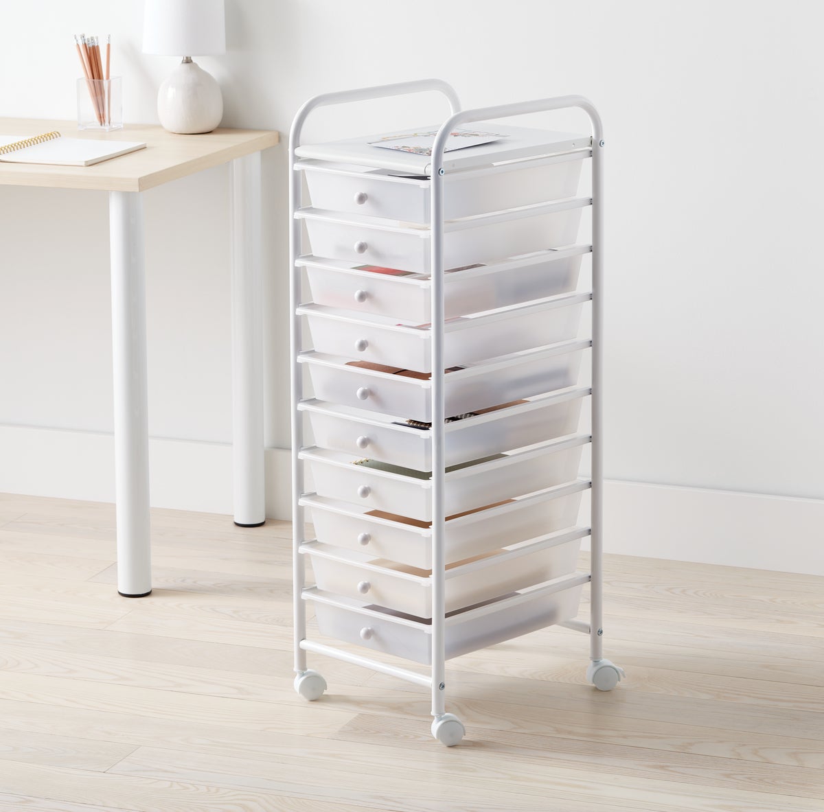 The Container Store 13 x 15 3/4 x 38 3/8 H 10-Drawer Clear Rolling Cart - Each