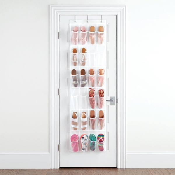 Shoe Holder Rack For Over The Door, 24 Mesh Pockets Hold Up To 40