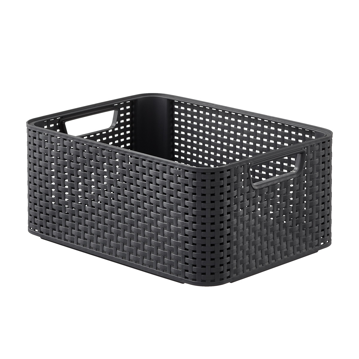 Curver White Basketweave Bin with Handles | The Container Store