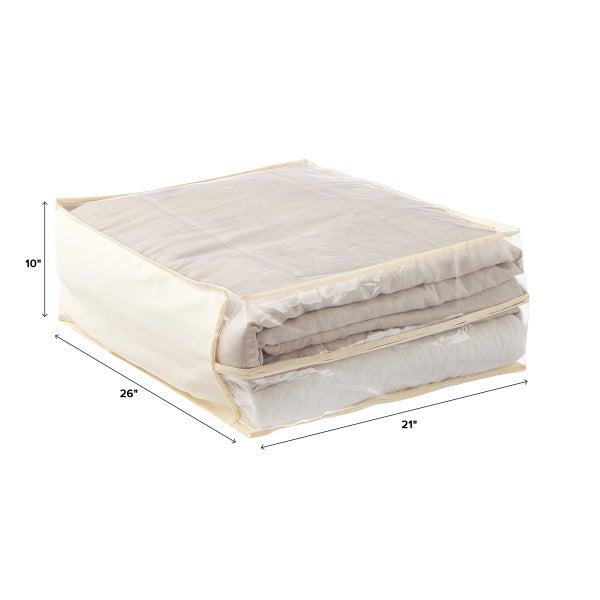 White Blanket / Pillow Storage Bag With Side Zipper