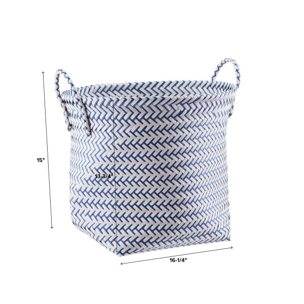 Slate Blue & White Strapping Basket