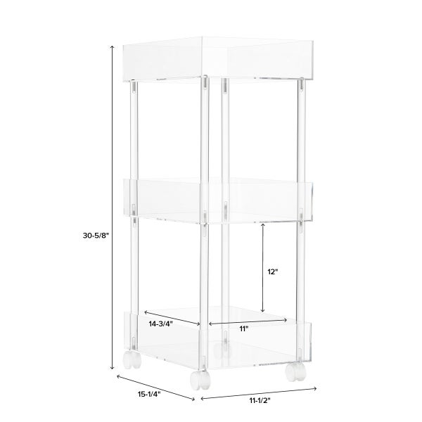 Luxe Acrylic 3-Tier Rolling Cart