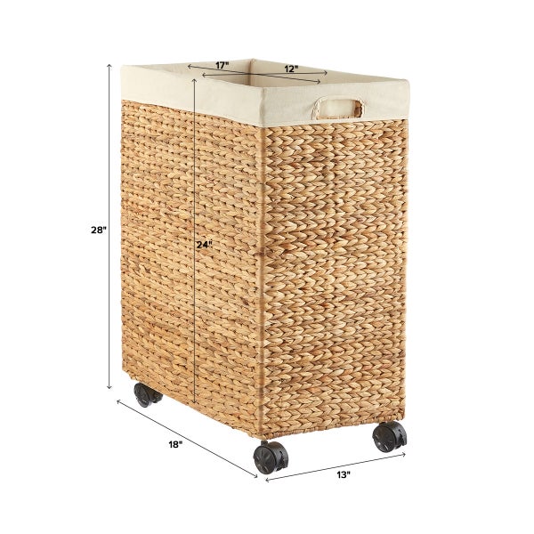 Water Hyacinth Rolling Laundry Cart