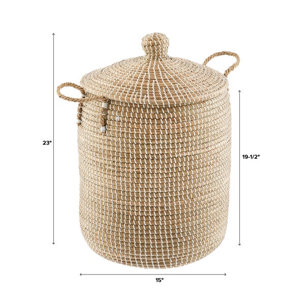 White Seagrass Hamper with Lid