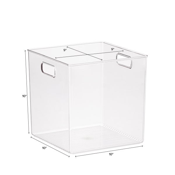 Idesign Linus Plastic Fridge and Freezer Storage Organizer Bin with Handle,  Clea