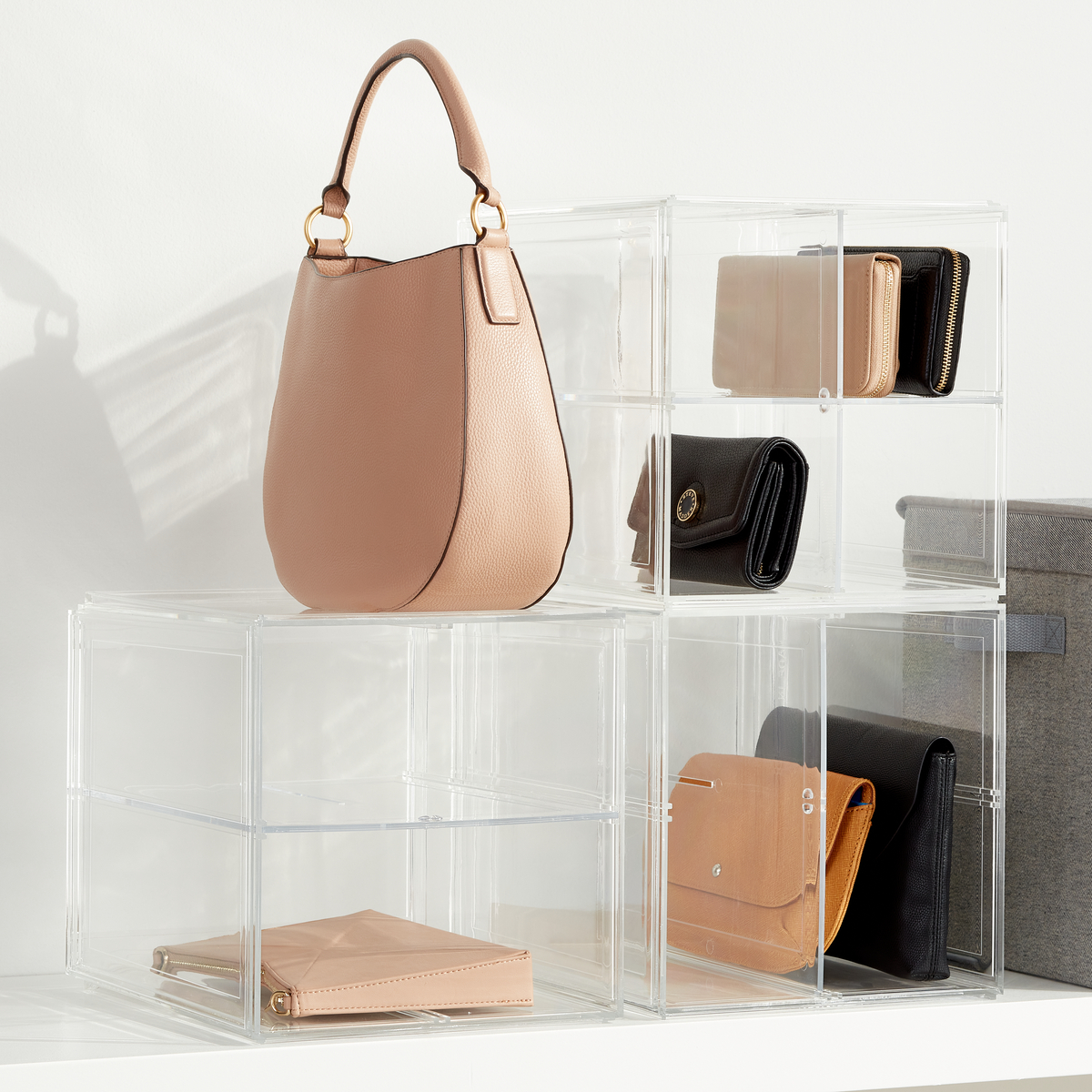 Transparent Box for Handbags, Closet Bag Organizer, Stackable