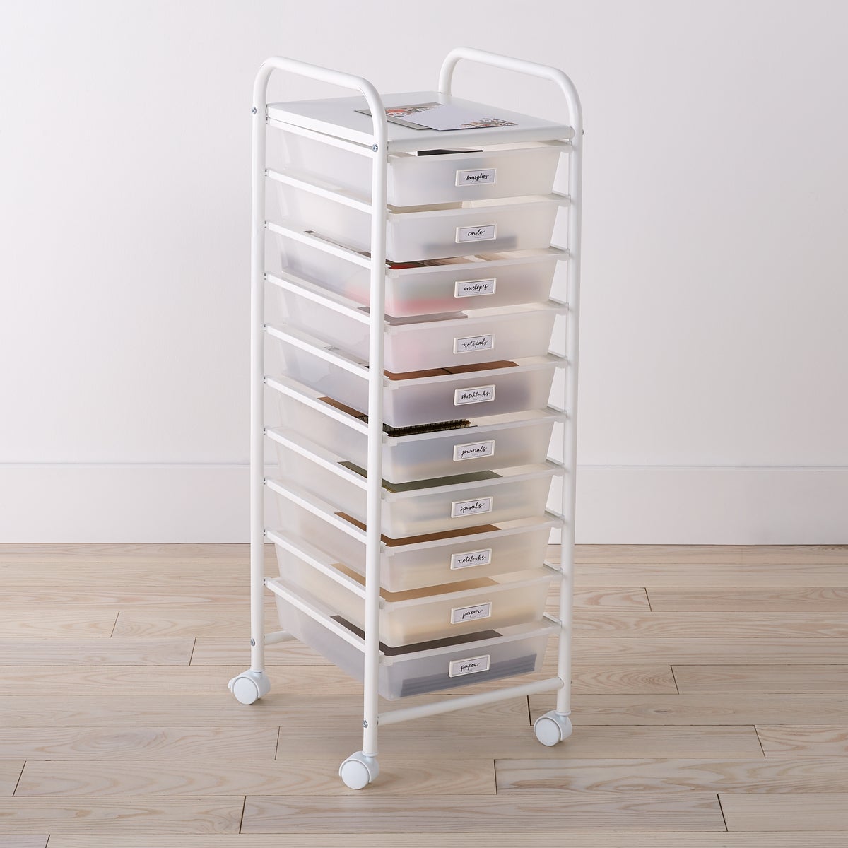 The Container Store 13 x 15 3/4 x 38 3/8 H 10-Drawer Clear Rolling Cart - Each