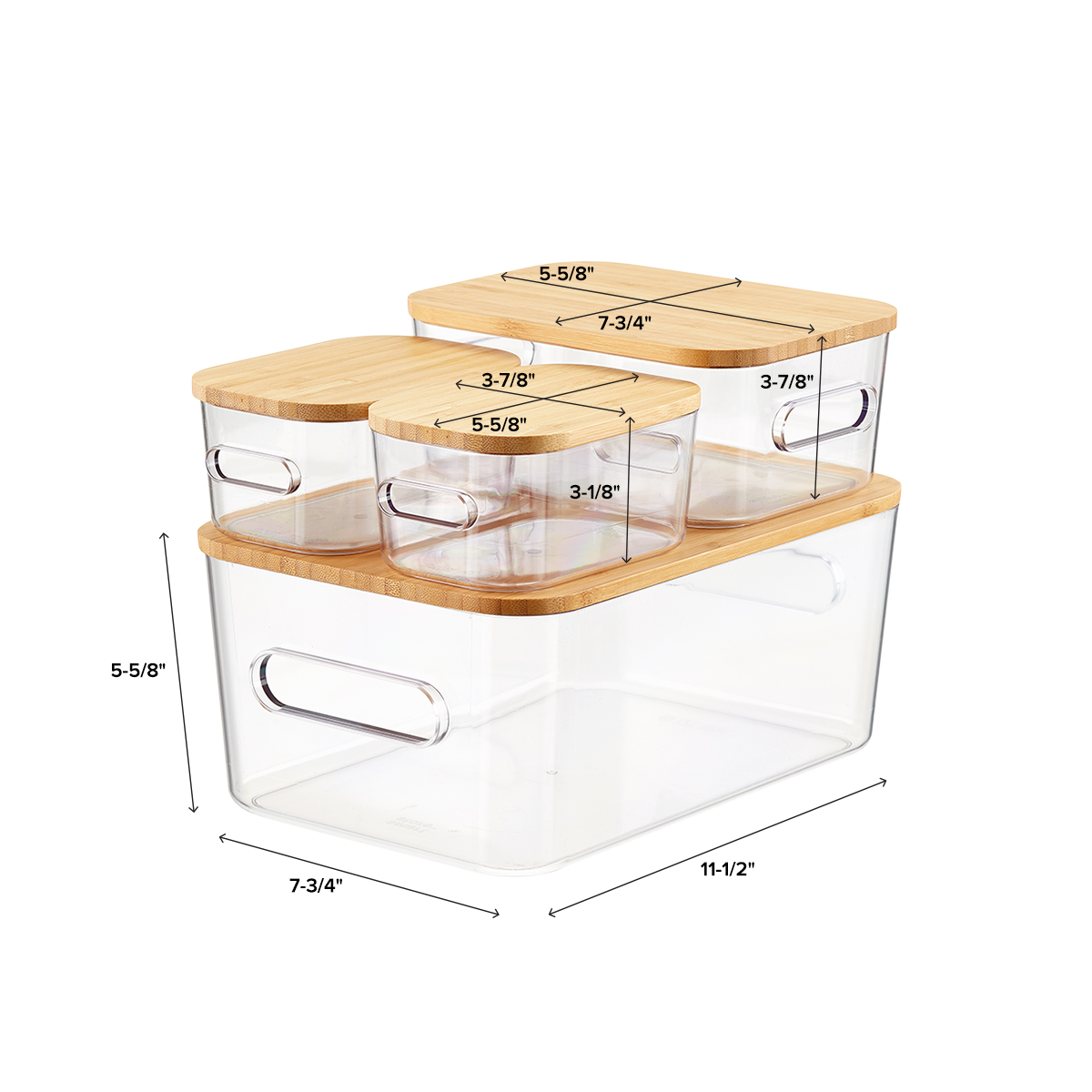 mDesign Small Plastic Office Storage Container Bin with Handles, 4 Pack - Clear