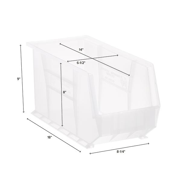 Extra Wide Stackable Plastic Utility Bin Clear, 16-1/2 x 14-3/4 x 7 H | The Container Store