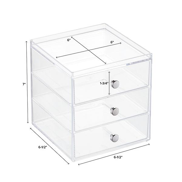 BeautifyBeautify Clear Acrylic Jewelry Organizer Chest/Makeup Storage Box  with 6 Drawers & Hanging Necklace Holder - Clear