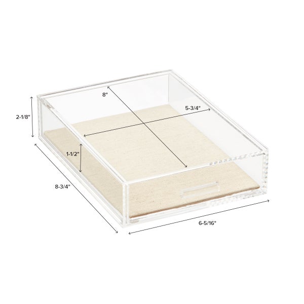 Jewelry Organizer with 3 Drawers Clear Acrylic Jewelry Box | Caroeas 24X11X13.5CM / Beige2