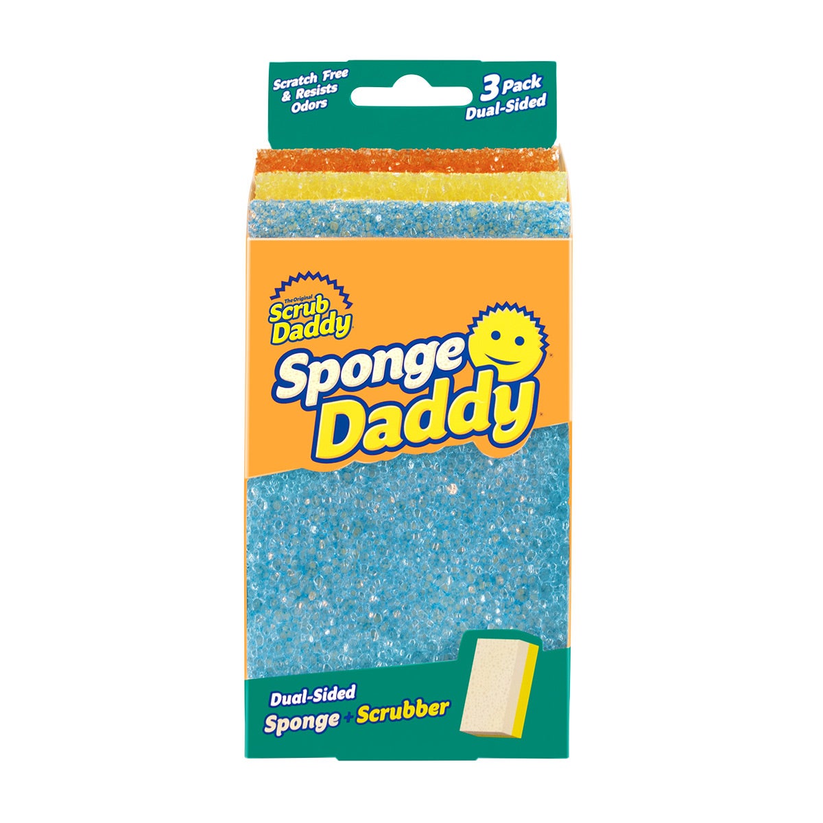 Scrub Daddy Sponge Daddy Sponge + Scrubber, Dual-Sided, 3 Pack - 3 sponge