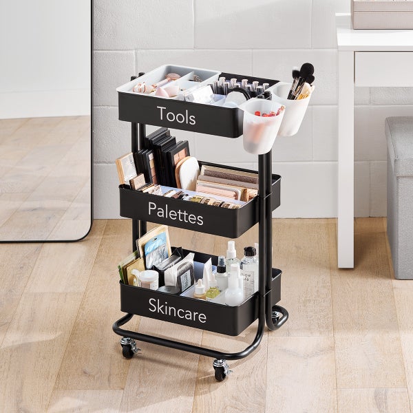 Black 3-Tier Cart Makeup Solution | The Container Store