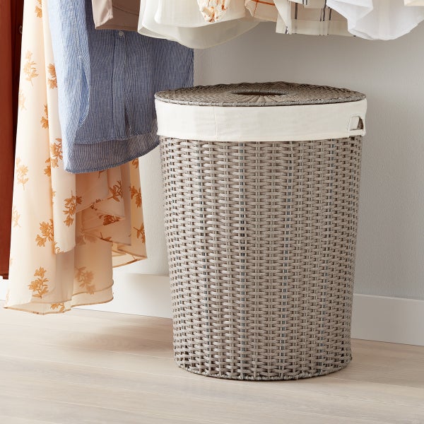Grey Montauk Round Hamper