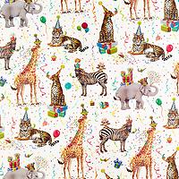 Caspari Wrap Wild Birthday Animals Multicolor