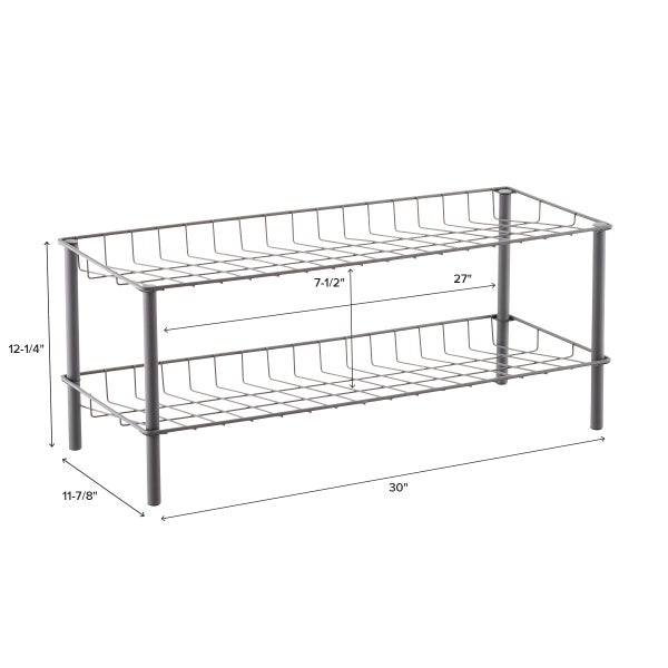 Graphite 2-Tier Metal Shoe Rack