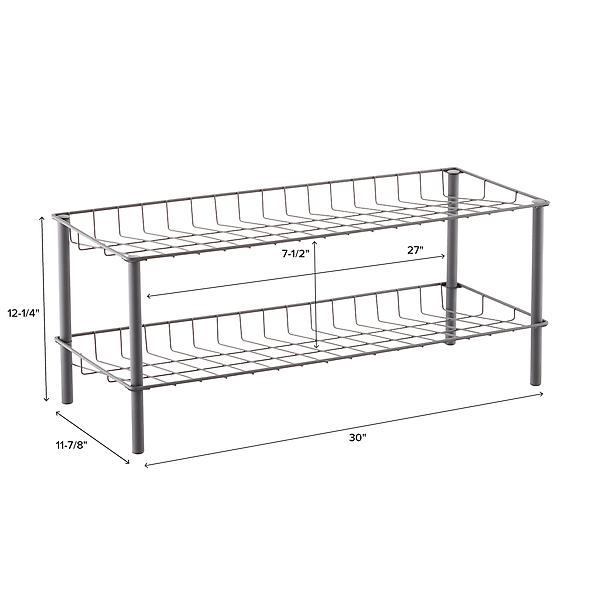 2-Tier Metal Shoe Rack Graphite, 30 x 11-7/8 x 12-1/4 H | The Container Store