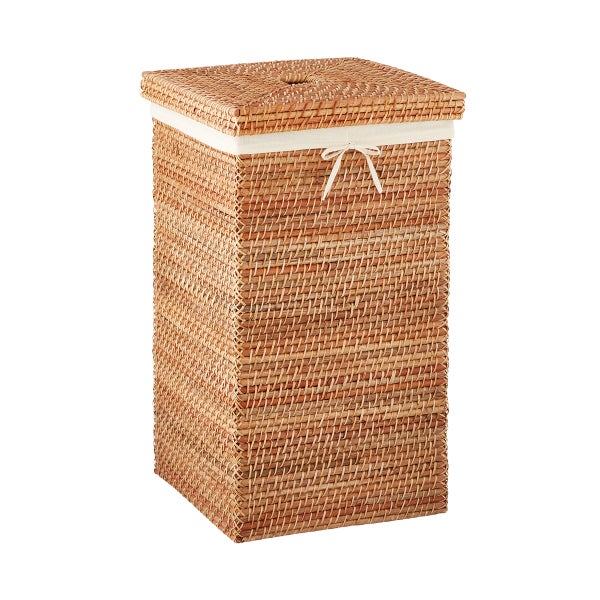 Rattan Lidded Laundry Bin