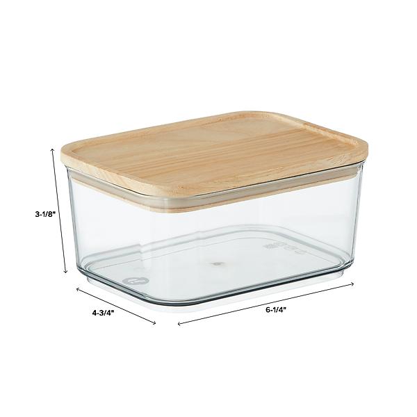 7-Cup Rectangular Glass Storage Container with Bamboo Lid +