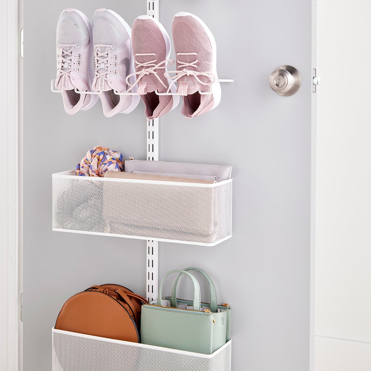 The Container Store 12-Tier Overdoor Shoe Rack White, 22-5/8 x 9-1/4 x 77 H