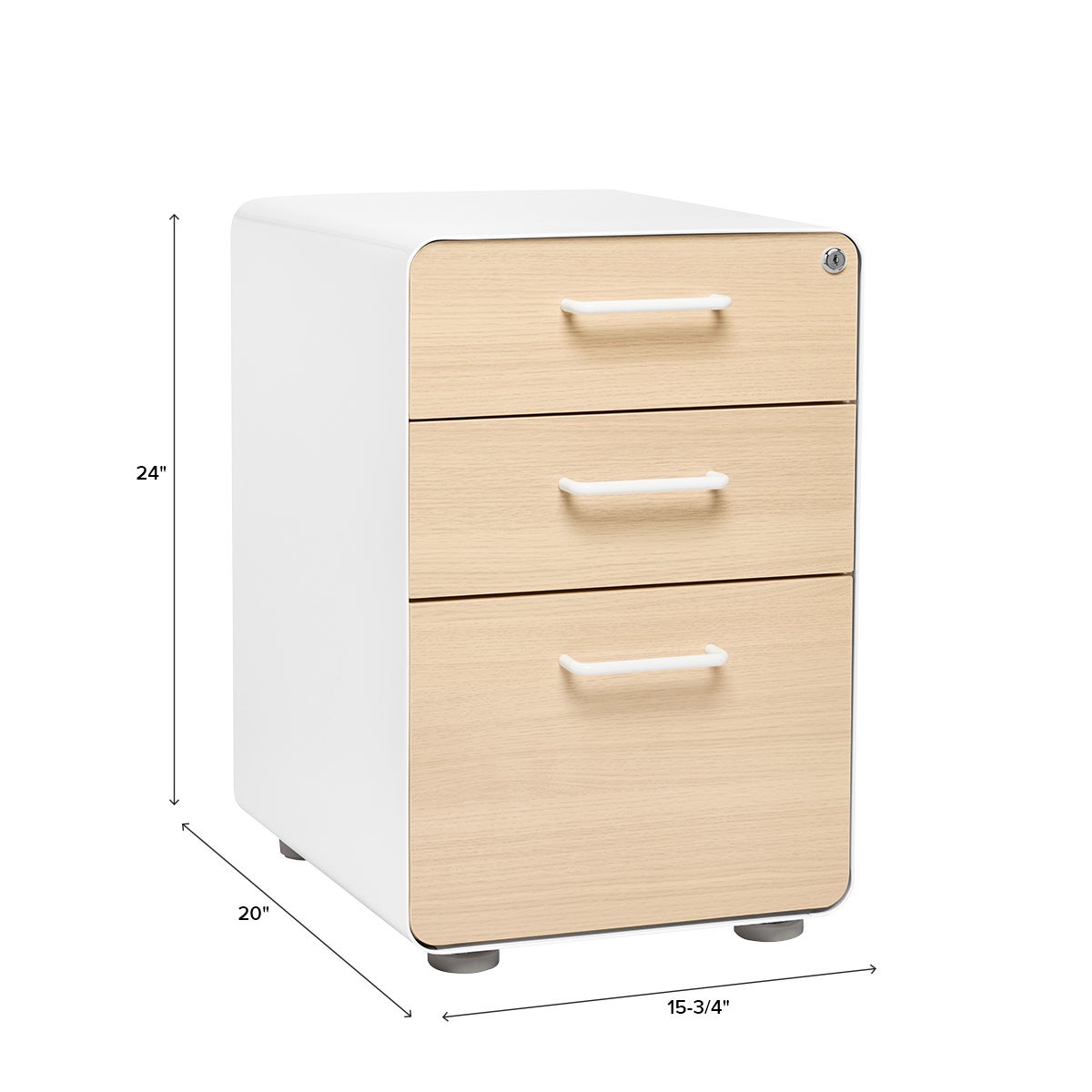 Poppin 3 Drawer Stow Locking File Cabinet | The Container Store, image size:1200x1200