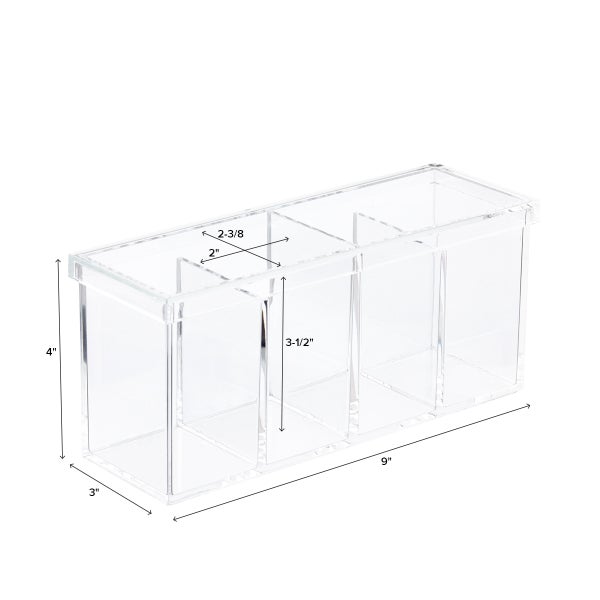 iDESIGN Clear Plastic 4-Tier Sectioned Kitchen Organizers, Set of 4