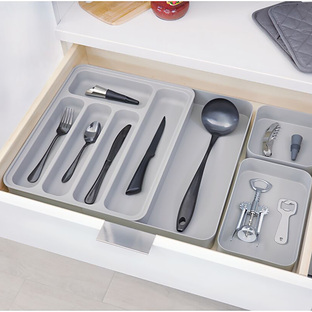 Plastic Classic Narrow and Practical Cutlery Tray and Organizer VOXXOV Non Slip Silverware Organizer for Drawer and Kitchen 